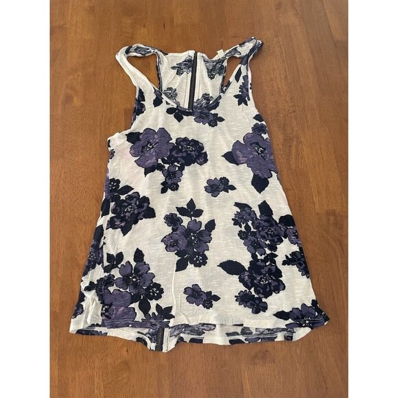Silence + Noise Anthropologie Soft Zipper Racer Back Top Womens S Blue & Purple - Picture 1 of 5